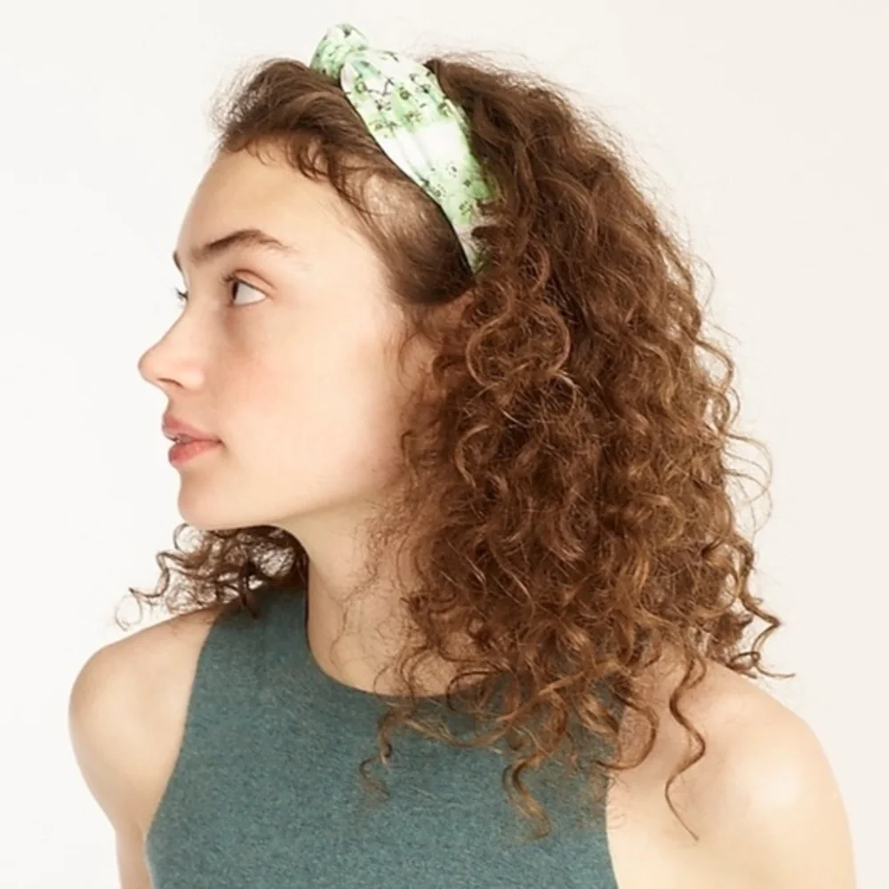 J. Crew Green Floral Knot Headband